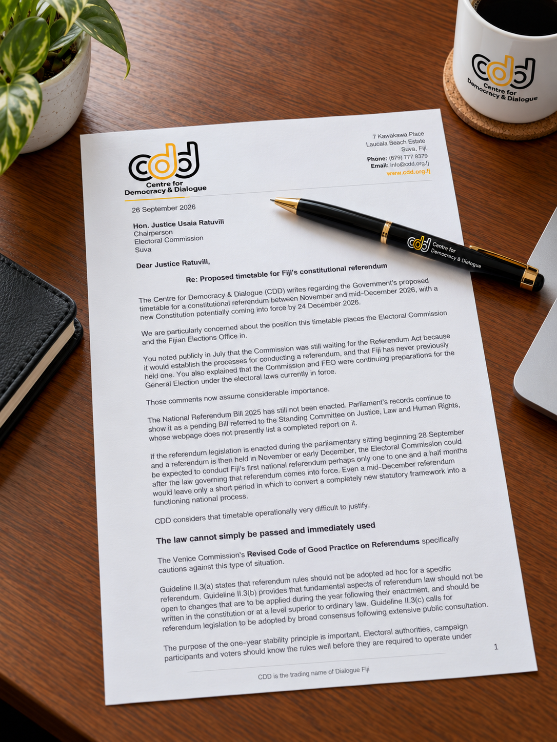CDD Urges Electoral Commission to Assess Whether December Referendum Timeline Is Feasible