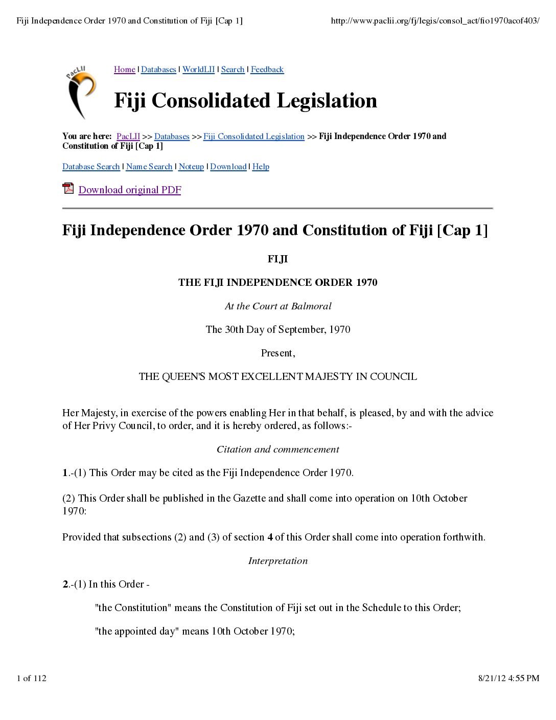 Constitution of Fiji 1970