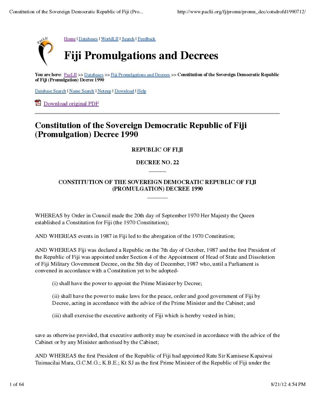 Constitution of Fiji 1990
