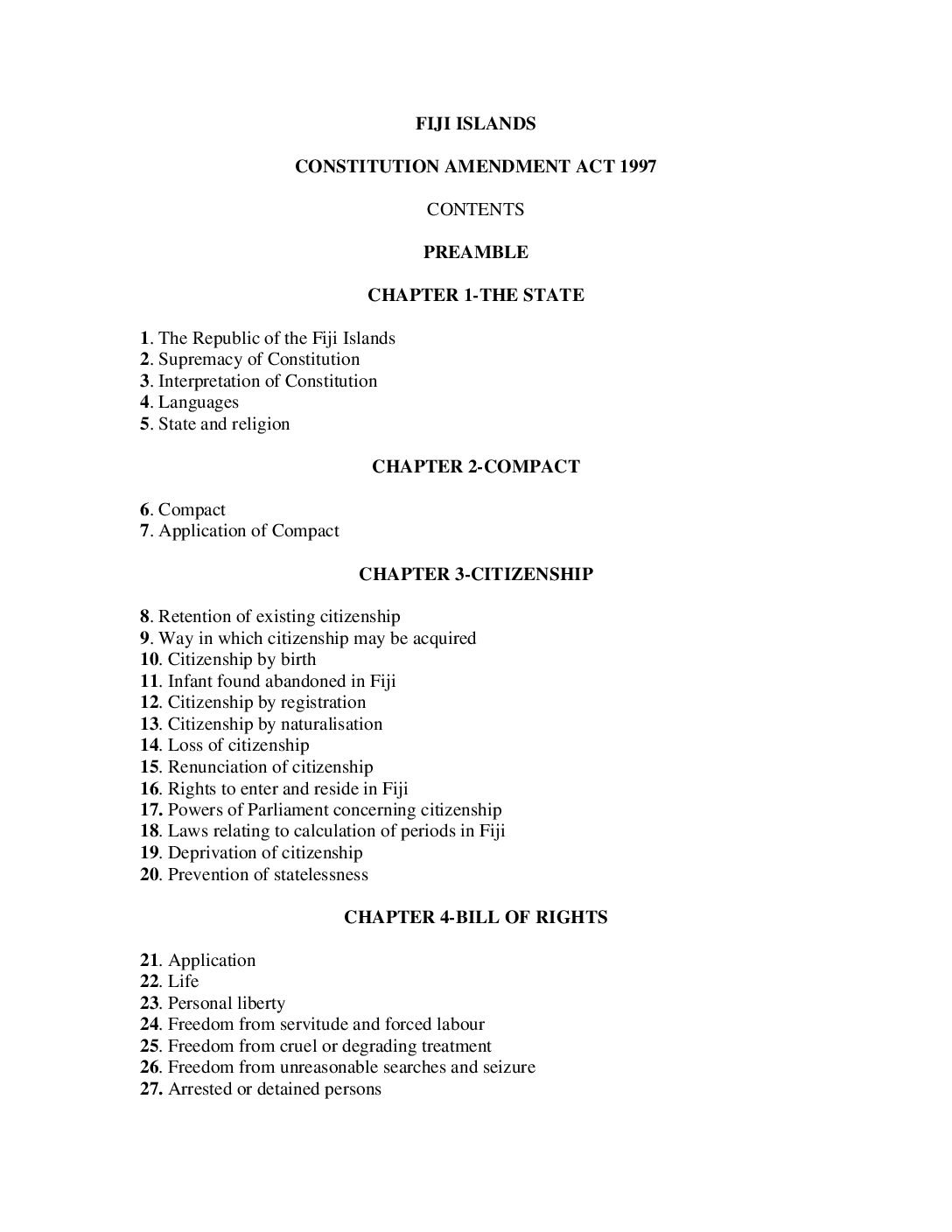 Constitution of the Republic of Fiji 1997