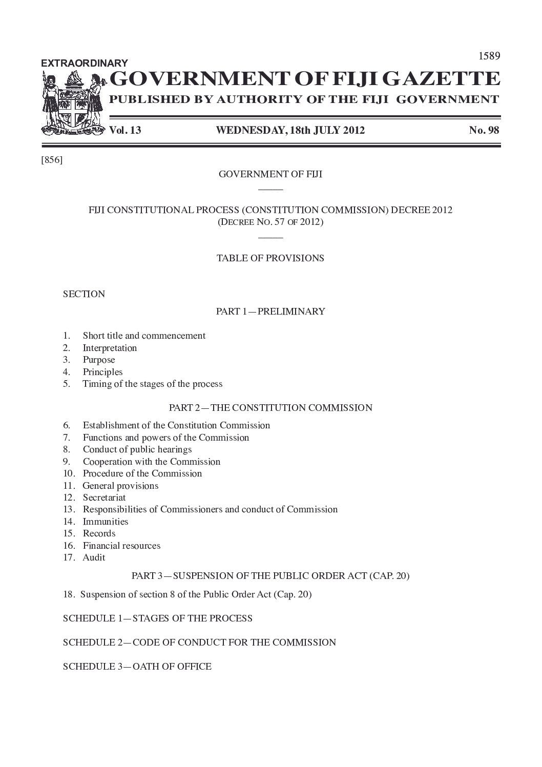 Fiji Constitutional Process (Constitution Commission) Decree 2012 (Decree No. 57)