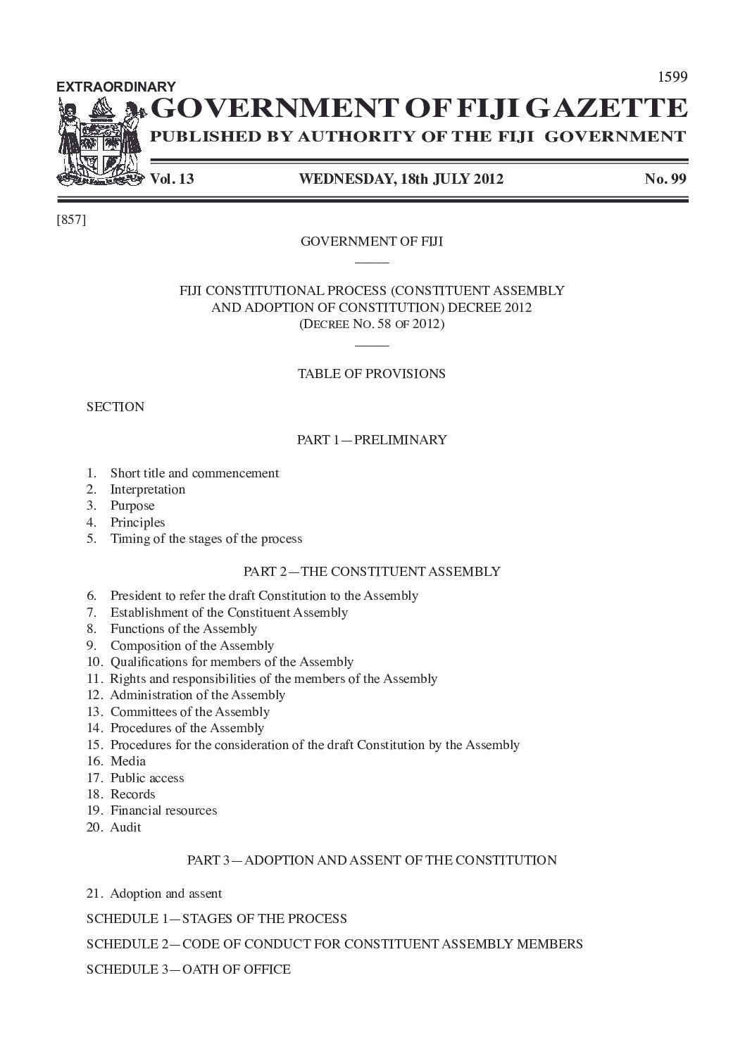 Fiji Constitutional Process (Constituent Assembly and Adoption of Constitution) Decree 2012 (Decree No. 58)