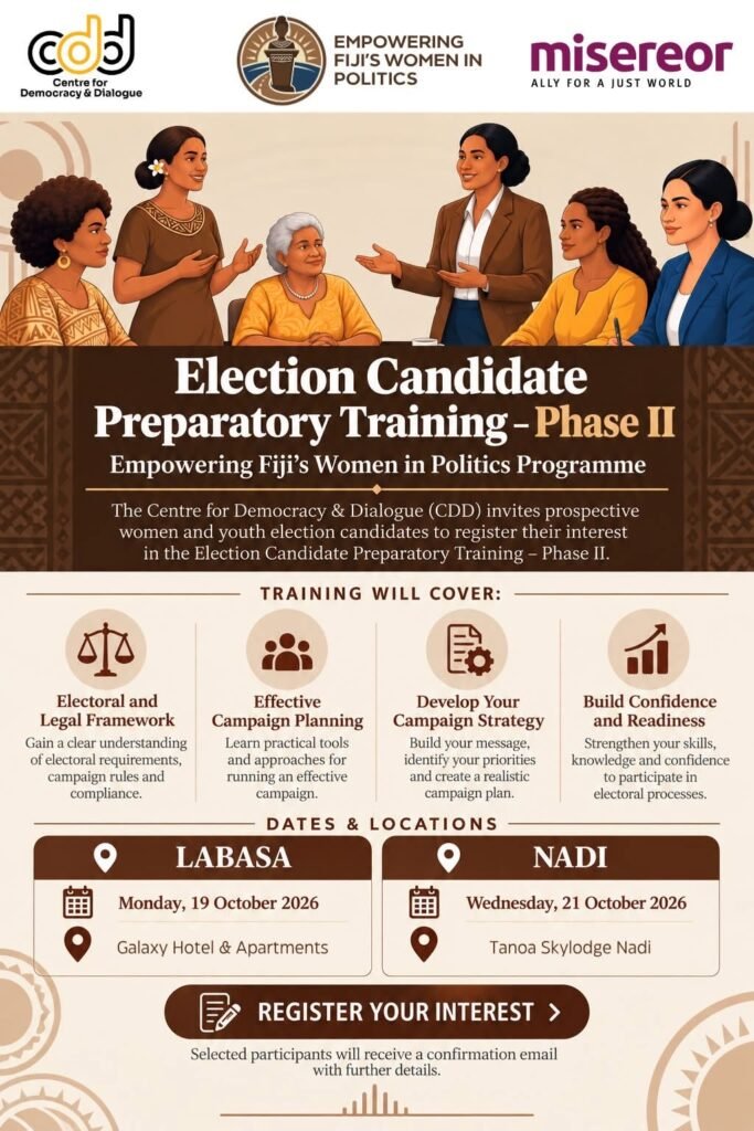 Election Candidate Preparatory Training Phase II for prospective women and youth candidates in Labasa and Nadi