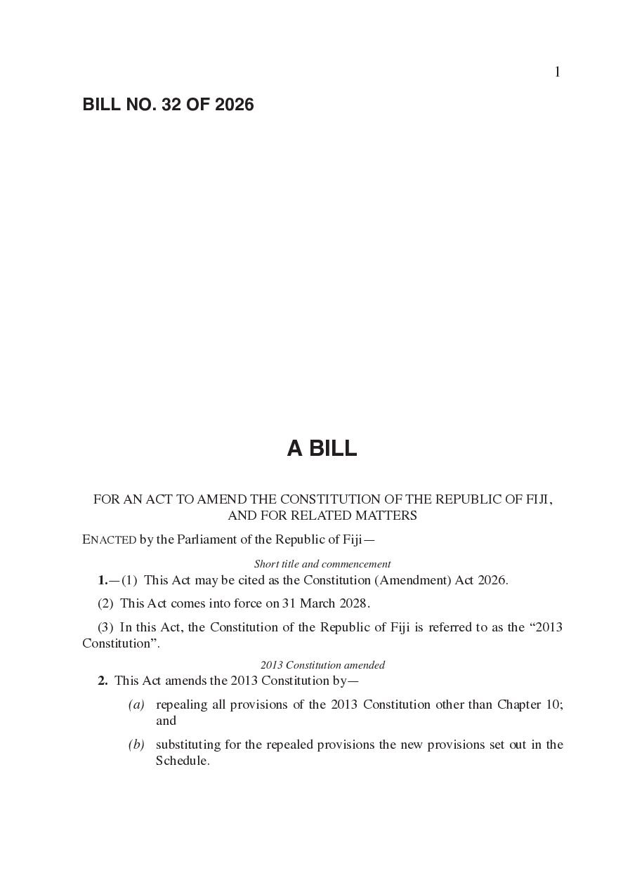 Fiji Government Draft Constitution 2026